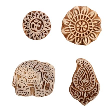 Set of 4 Piece New Mix Wooden Printing Block